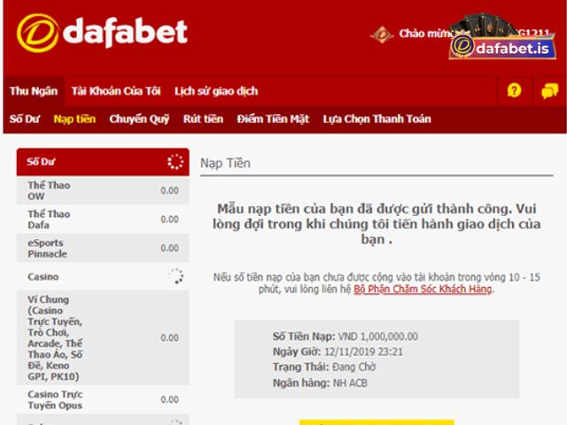Một số lưu ý khi nạp rút tiền tại Dafabet